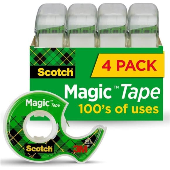 Invisible Magic Tape‎ - 4 Rolls with Dispensers, Home Office & School Supplies - Picture 1 of 7